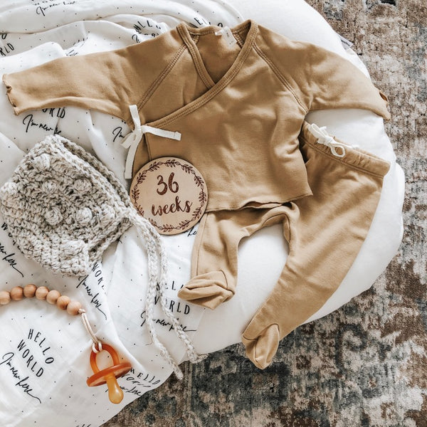 Hello Fern Wooden Pregnancy Milestone Disc Set - Wreath