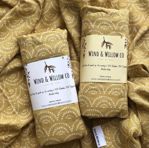 Wind & Willow Co Organic Cotton and Bamboo Swaddle - Burnt Honey