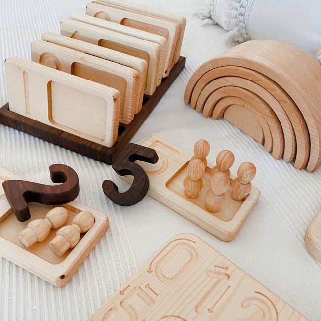 Wooden Number Tray Set