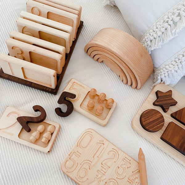 Wooden Number Tray Set