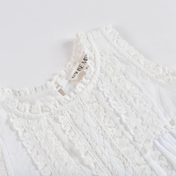 Louise Misha Solenia Top - Off White Satin Cotton