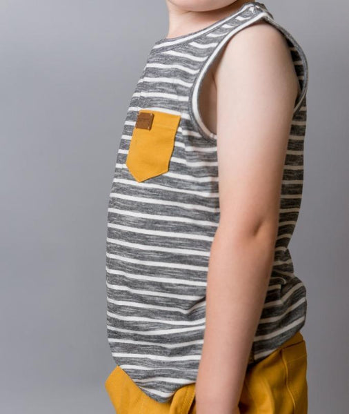 Love Henry Surf Singlet - Monochrome Stripe