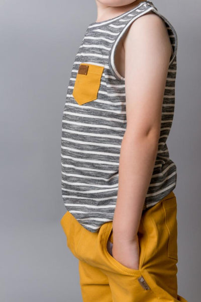 Love Henry Surf Singlet - Monochrome Stripe