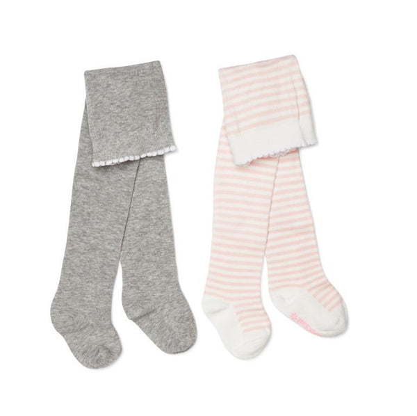 Marquise Knitted Tights - 2 Pack Grey/Pink