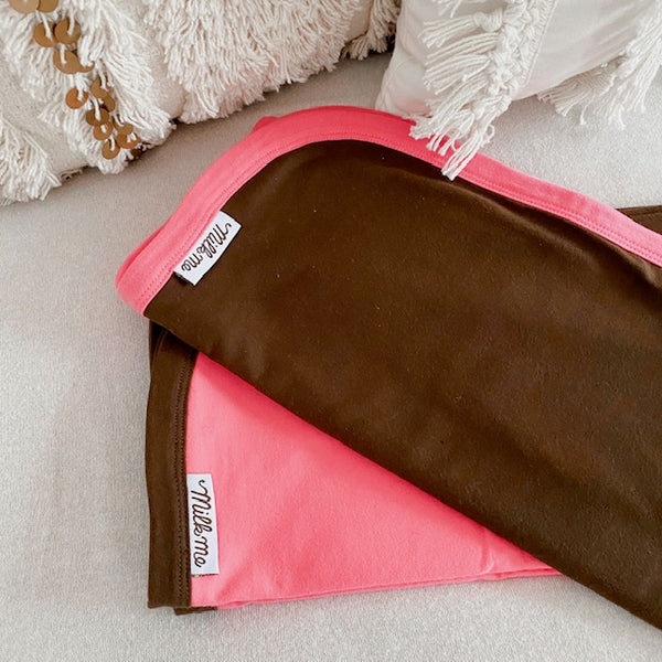MilkMe Organic Cotton Swaddle Blanket - Pink Chocolate