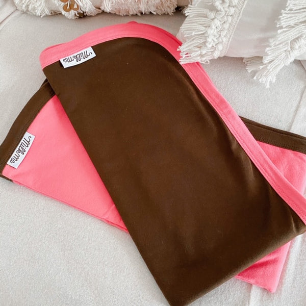 MilkMe Organic Cotton Swaddle Blanket - Pink Chocolate