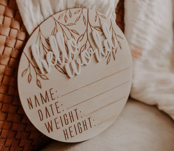 Hello Fern Birth Announcement Disc - Hello World