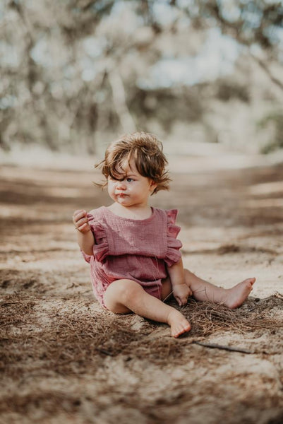 Ruffets and Co Pepper Romper - Cameo Pink