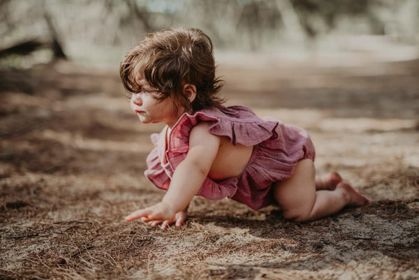 Ruffets and Co Pepper Romper - Cameo Pink