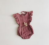 Ruffets and Co Pepper Romper - Cameo Pink