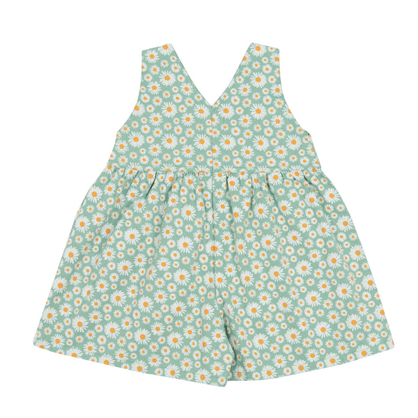 Goldie + Ace Sara Denim Shortalls - Daisies - Green