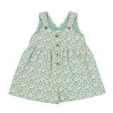 Goldie + Ace Sara Denim Shortalls - Daisies - Green
