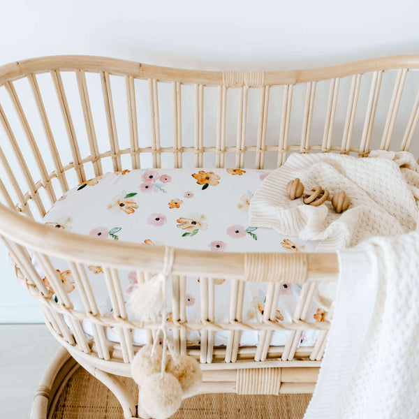 Snuggle Hunny Fitted Bassinet Sheet - Poppy