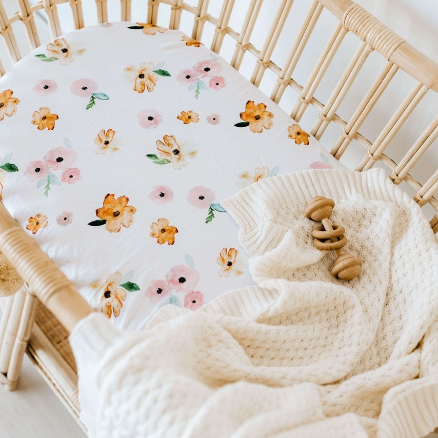 Snuggle Hunny Fitted Bassinet Sheet - Poppy