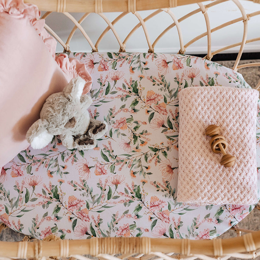 Snuggle Hunny Fitted Bassinet Sheet - Wattle