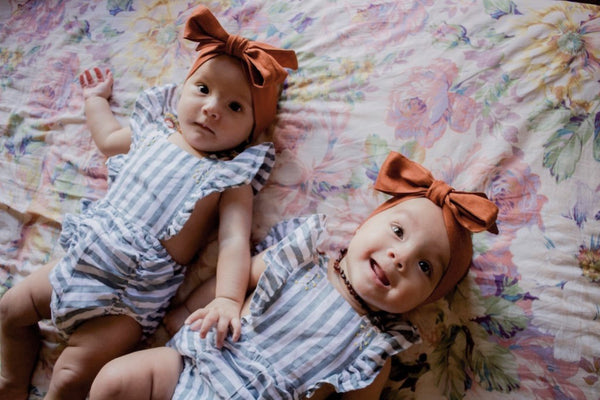 Snuggle Hunny Bow Headband Wrap - Bronze Linen