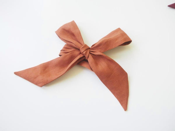 Snuggle Hunny Bow Headband Wrap - Bronze Linen