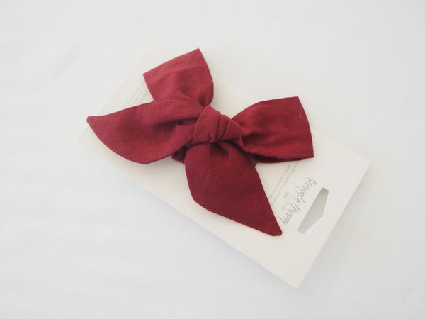 Snuggle Hunny Bow Pre-Tied Headband Wrap - Burgundy Linen