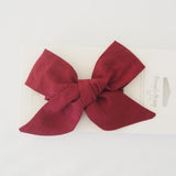 Snuggle Hunny Bow Pre-Tied Headband Wrap - Burgundy Linen