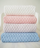 Snuggle Hunny Diamond Knit Blanket - White