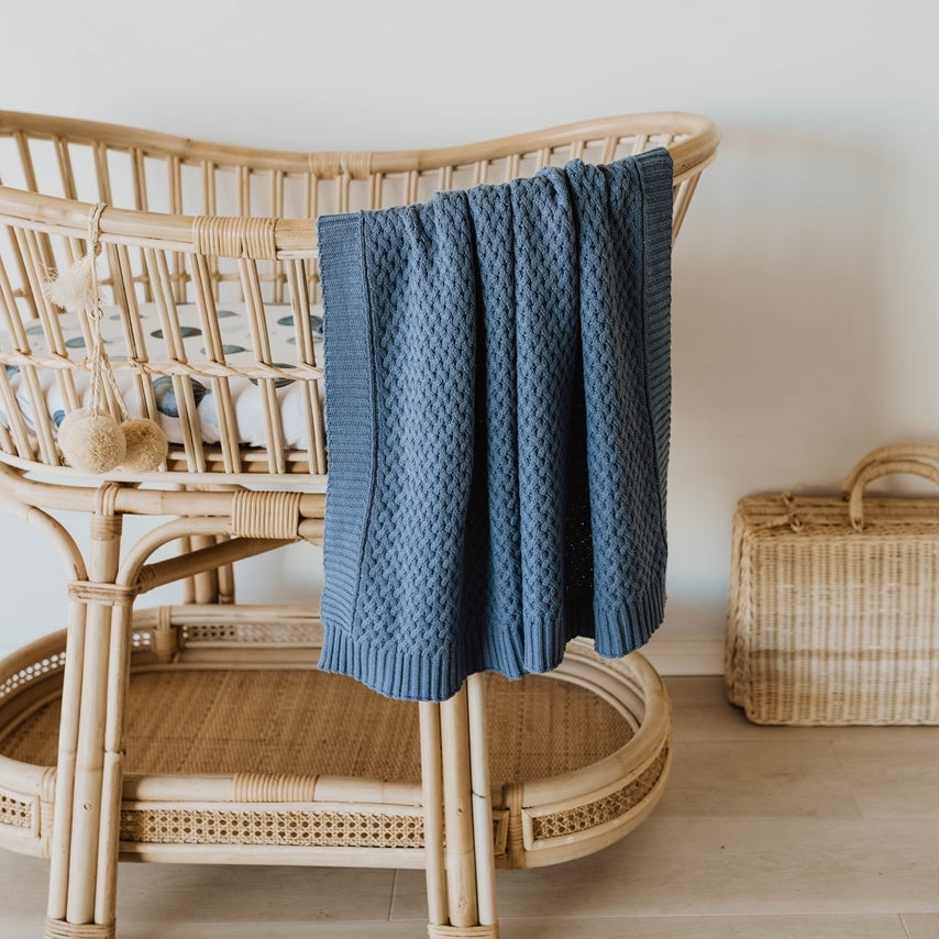 Snuggle Hunny Diamond Knit Blanket - River