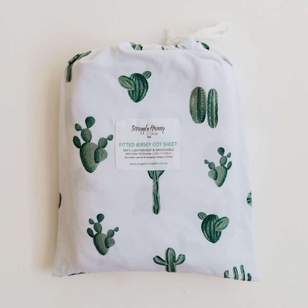 Snuggle Hunny Fitted Cot Sheet - Cactus