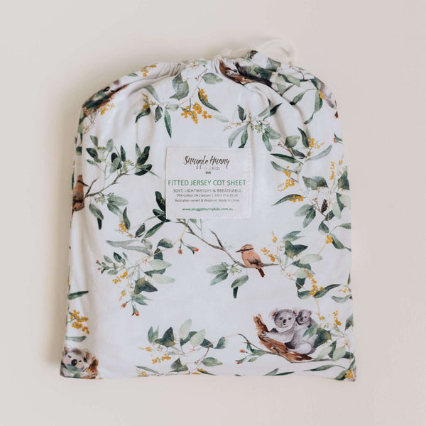 Snuggle Hunny Fitted Cot Sheet - Eucalypt