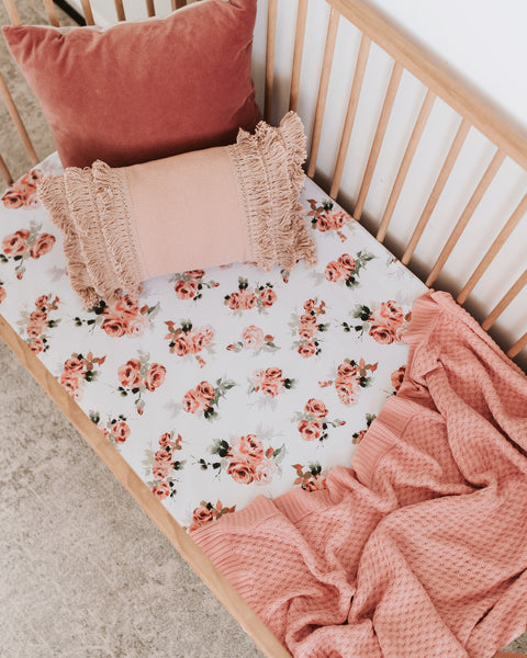 Snuggle Hunny Fitted Cot Sheet - Rosebud