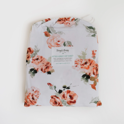 Snuggle Hunny Fitted Cot Sheet - Rosebud
