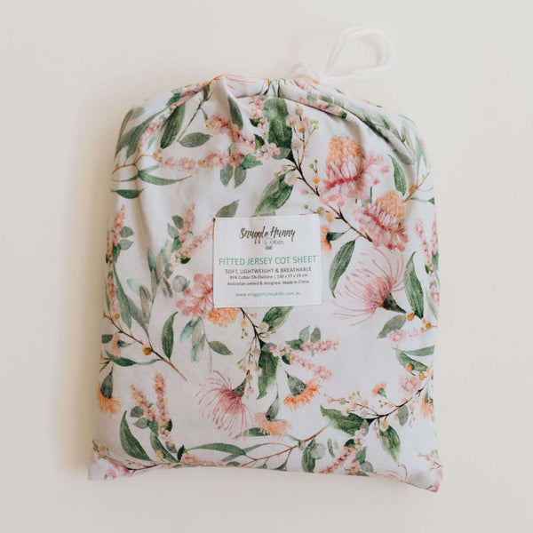 Snuggle Hunny Fitted Cot Sheet - Wattle