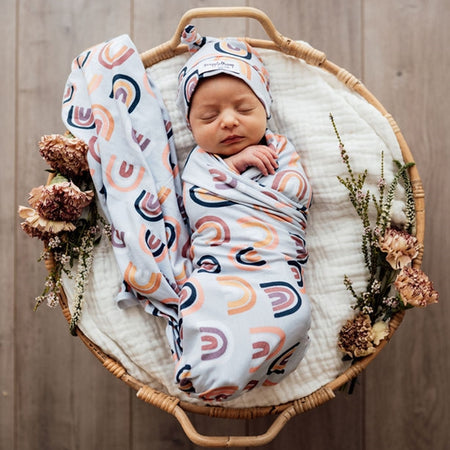Wind & Willow Co Organic Cotton and Bamboo Swaddle - Owl Brown