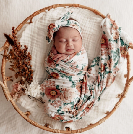 Wind & Willow Co Organic Cotton and Bamboo Swaddle - Owl Brown