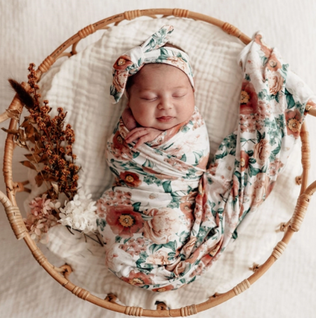 Bencer + Hazelnut Jersey Swaddle Blanket - Posy