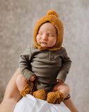 Snuggle Hunny Merino Wool Bonnet and Booties - Bronze