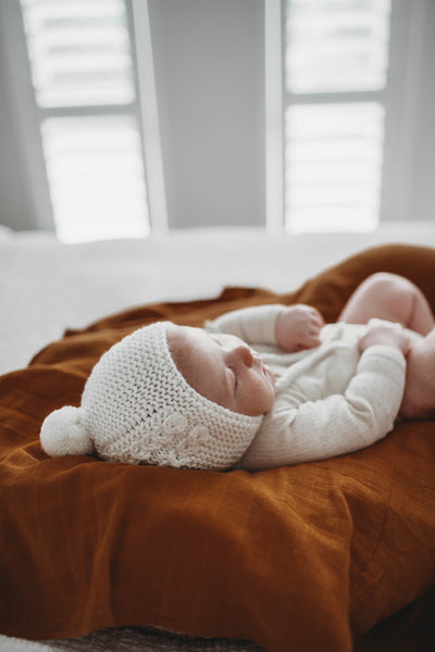 Snuggle Hunny Merino Wool Bonnet and Booties - Ivory