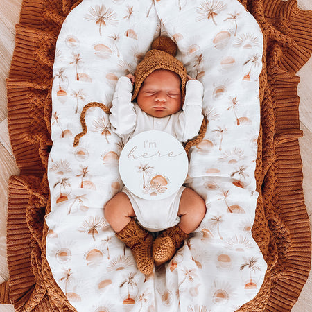 Wind & Willow Co Organic Cotton and Bamboo Swaddle - Owl Brown