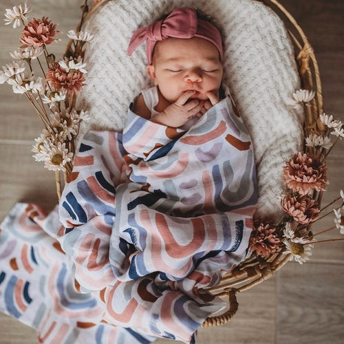 Snuggle Hunny Organic Muslin Wrap - Rainbow Baby