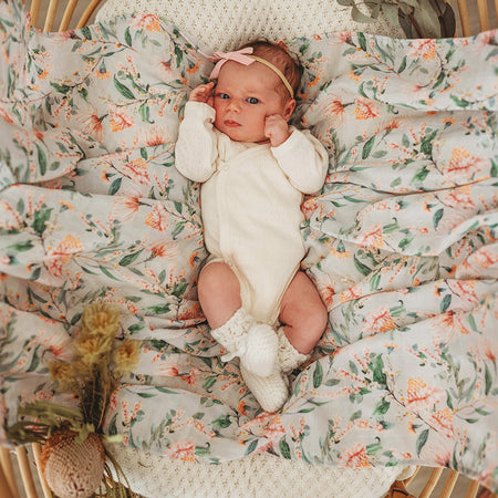 Wind & Willow Co Organic Cotton and Bamboo Swaddle - Owl Brown