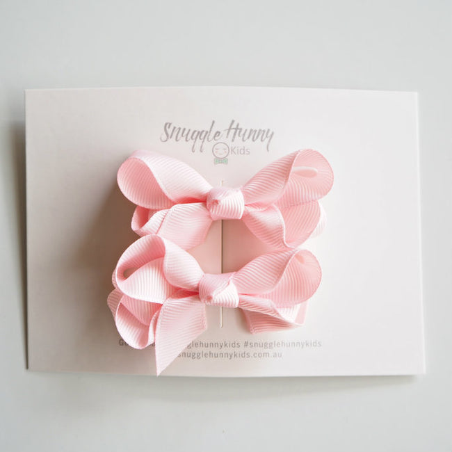 Snuggle Hunny Piggy Clip Bow Set - Light Pink