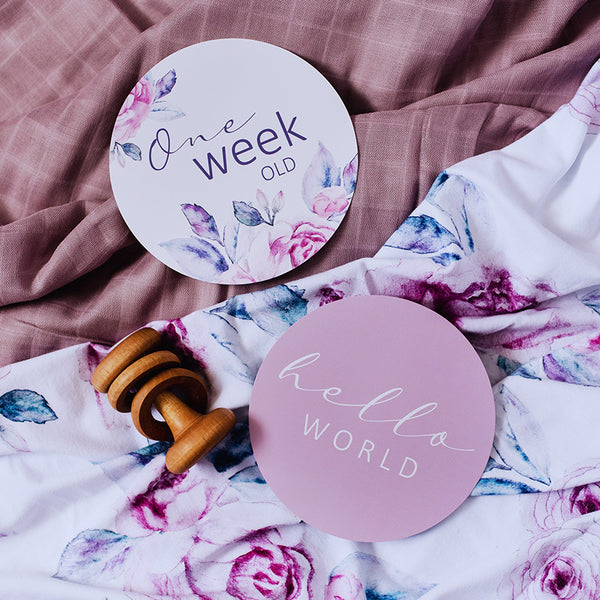 Snuggle Hunny Reversible Milestone Cards - Lilac Skies & Butterfly Lilac