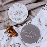 Snuggle Hunny Reversible Milestone Cards - Wild Fern & Grey