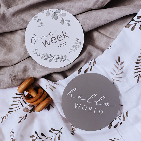 Snuggle Hunny Reversible Milestone Cards - Wild Fern & Grey