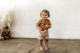 Snuggle Hunny Short Sleeve Organic Bodysuit - Chestnut