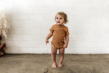 Snuggle Hunny Short Sleeve Organic Bodysuit - Chestnut