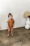 Snuggle Hunny Short Sleeve Organic Bodysuit - Chestnut