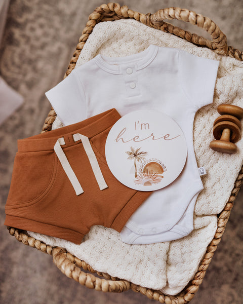 Snuggle Hunny Short Sleeve Organic Bodysuit - Milk