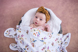 Snuggle Hunny Jersey Wrap and Top Knot Set - Boho Posy