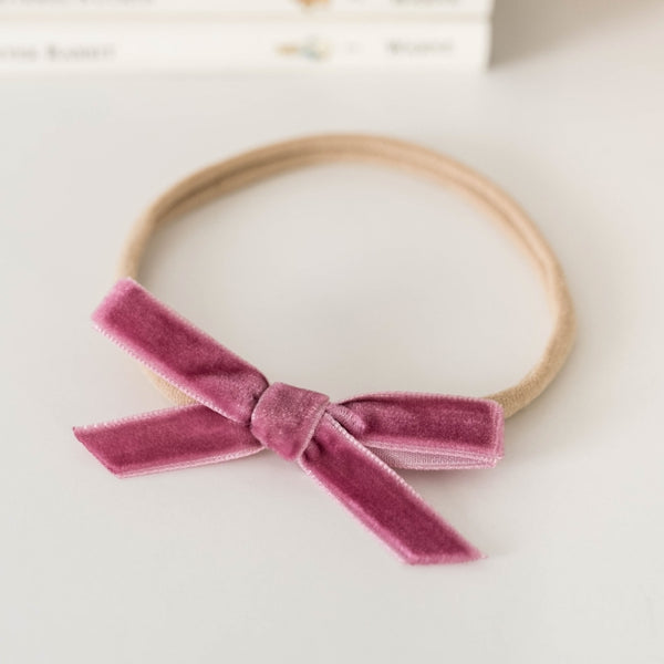 Snuggle Hunny Petite Velvet Bows - Mauve