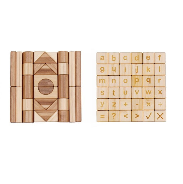Udeas - Bamboo Alphabet and Math Block Set - 80 pieces