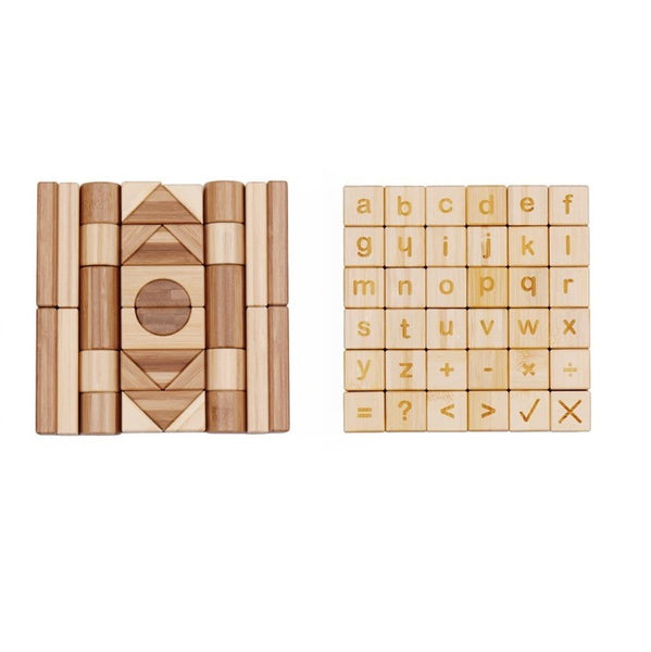 Udeas - Bamboo Alphabet and Math Block Set - 80 pieces